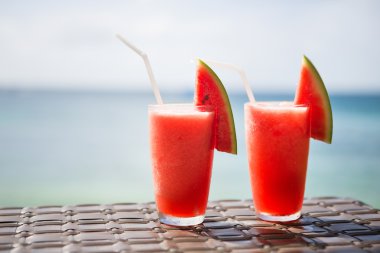 Two fresh watermelon juices