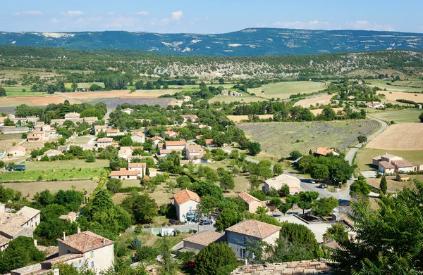 Vista aérea dos campos de lavanda na França — Fotografia de Stock