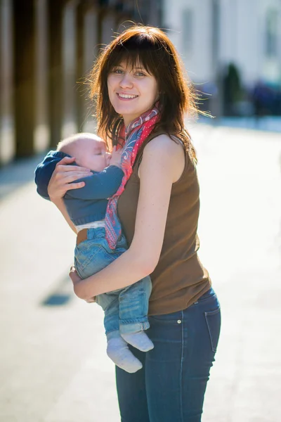 Happy young mother with her little baby boy — Stock Photo, Image