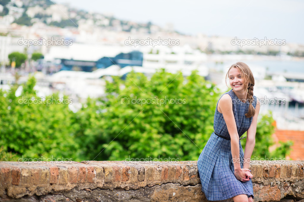 Happy young girl at Le Suquet in Cannes