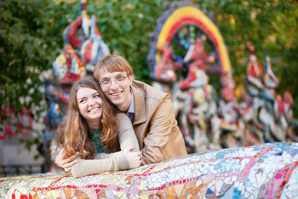 Happy couple having a date outdoors — Stock Photo, Image