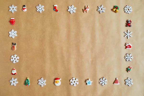 Weihnachtsdekoration Lag Flach Konzept Für Saisonale Feiertage — Stockfoto