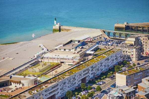 Luftaufnahme Von Treport Und Mers Les Bains Kleinen Fischerdörfern Der — Stockfoto