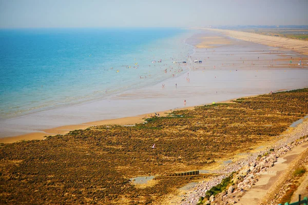 Vista Panorámica Aérea Playa Acantilados Ault Pequeño Pueblo Pescadores Normandía —  Fotos de Stock