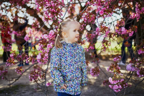 Adorável Menina Três Anos Desfrutando Dia Ensolarado Primavera Parque Sceaux — Fotografia de Stock