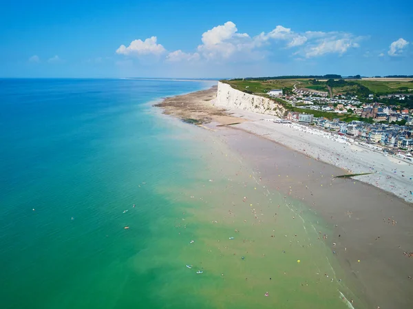 Festői Panoráma Fehér Kréta Sziklák Közelében Mers Les Bains Somme — Stock Fotó