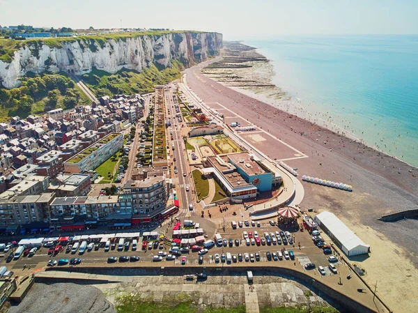 Festői Panoráma Fehér Kréta Sziklák Közelében Treport Somme Hauts France — Stock Fotó