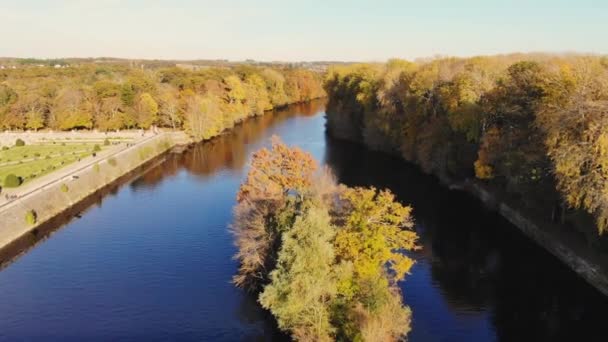 Belle Vue Aérienne Rivière Cher Dans Vallée Loire Par Une — Video