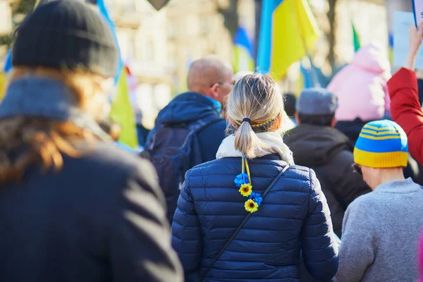 Paris France February 2022 Massive Manifestation War Ukraine Place Saint — Stock Photo, Image