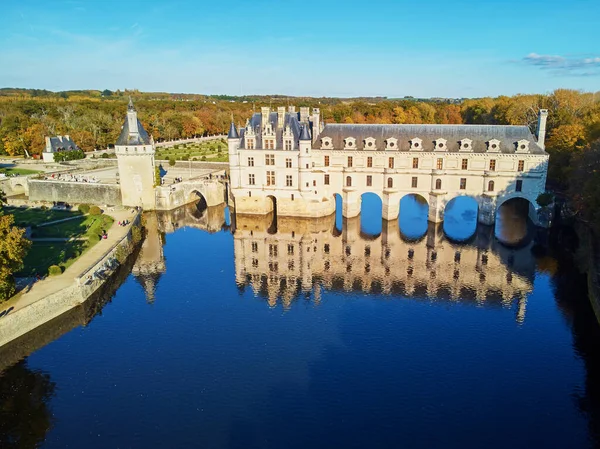 Chenonceau France November 2021 Aerial Drone View French Castle Chenonceau — Zdjęcie stockowe