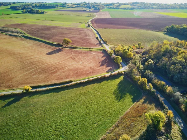 Flygfoto Över Betesmarker Och Jordbruksmark Frankrike Vacker Fransk Landsbygd Med — Stockfoto