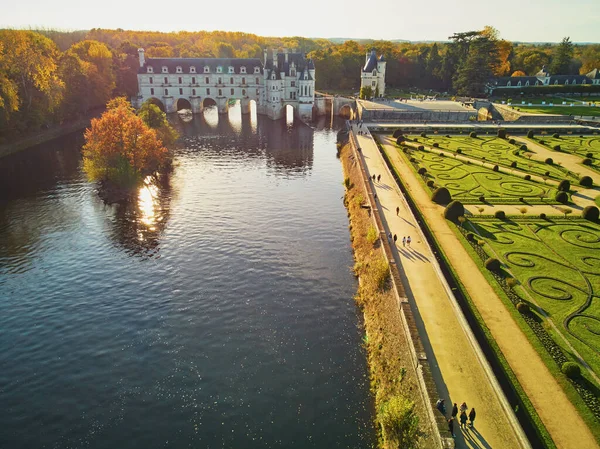 Chenonceau Γαλλια Νοεμβριου 2021 Αεροφωτογραφία Του Γαλλικού Κάστρου Του Chenonceau — Φωτογραφία Αρχείου