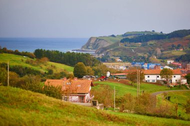 Aerial scenic view of Zumaia village in Basque Country, Spain