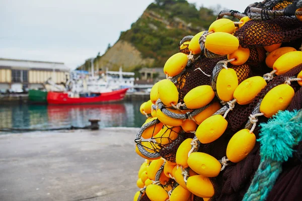 Closeup Fishing Net Port Getaria Basque Country Spain —  Fotos de Stock