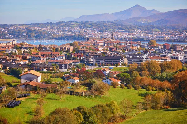 Veduta Panoramica Aerea Del Bellissimo Villaggio Hondarribia Nei Paesi Baschi — Foto Stock