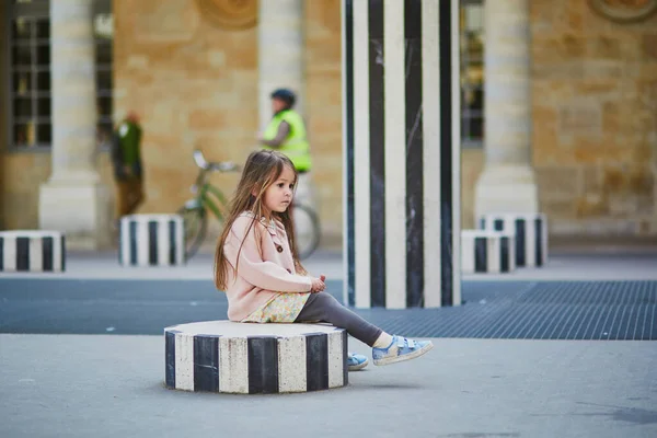 Girl Running Palais Royal Garden Child Having Fun Paris France — Stock Photo, Image