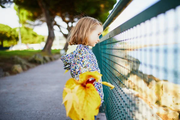 Entzückende Vorschulmädchen Genießen Schöne Und Sonnige Herbsttage Freien Glückliches Kind — Stockfoto