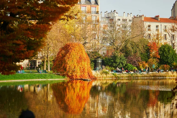 Scenic View Beautiful Montsouris Park Paris France Bright Fall Day — Stock Photo, Image