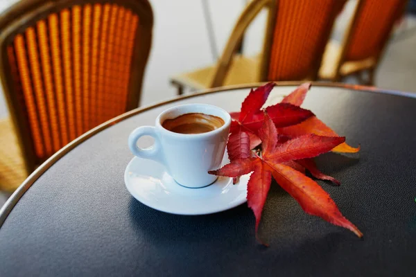 Cup Fresh Espresso Coffee Table Traditional Outdoor Cafe Paris France — Stock Photo, Image