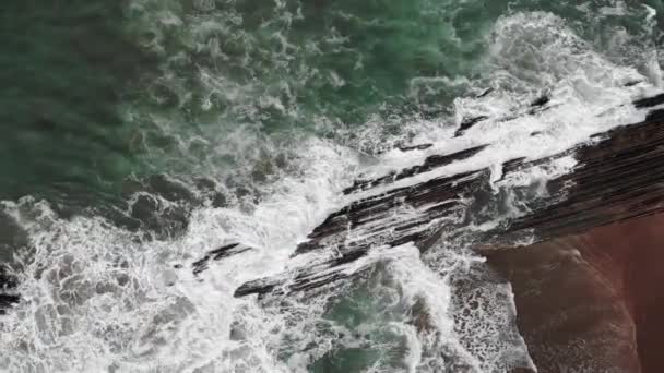 Drohnenaufnahme Des Berühmten Flysch Von Zumaia Baskenland Spanien Flysch Ist — Stockvideo