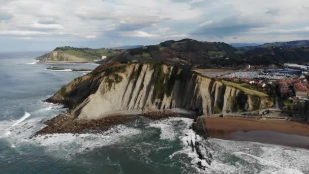 Aerial Drone View Famous Flysch Zumaia Basque Country Spain Flysch — Stockvideo