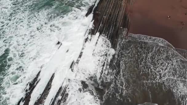 Aerial Drone View Famous Flysch Zumaia Basque Country Spain Flysch — Wideo stockowe