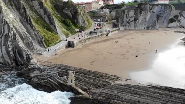 Aerial Drone View Famous Flysch Zumaia Basque Country Spain Flysch — Video Stock