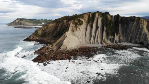 Aerial Drone View Famous Flysch Zumaia Basque Country Spain Flysch — ストック動画