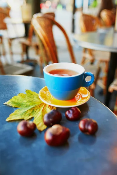 Taza Café Expreso Fresco Una Mesa Café Aire Libre Tradicional — Foto de Stock