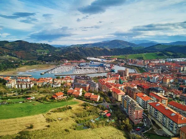 Drohnenaufnahme Von Zumaia Baskenland Spanien Zumaia Dorf Ist Berühmt Für — Stockfoto