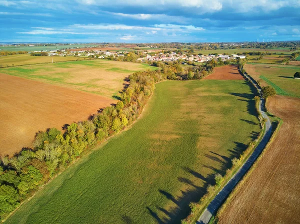 Letecký Pohled Pastviny Zemědělské Plochy Francii Krásná Francouzská Krajina Zelenými — Stock fotografie