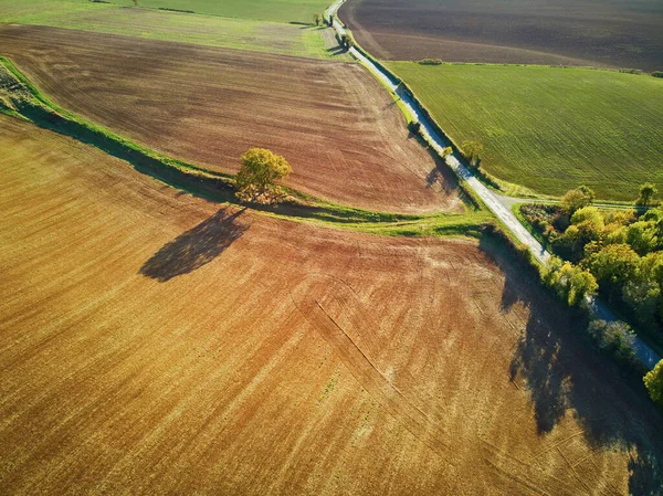 Luftaufnahme Von Weiden Und Ackerland Frankreich Schöne Französische Landschaft Mit — Stockfoto