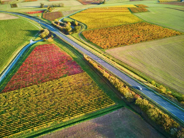 Luftaufnahme Von Weiden Ackerland Und Weinbergen Frankreich Schöne Französische Landschaft — Stockfoto
