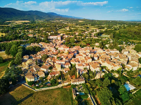 Aerial Drone View Famous Village Lourmarin Provence Southern France — Stock Photo, Image