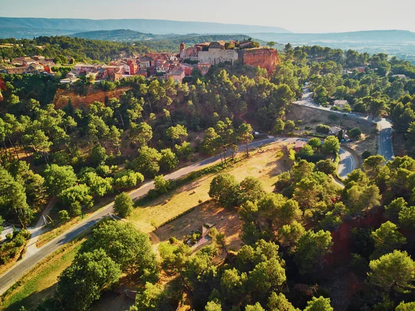 Aerial Scenic View Roussillon Provence France Roussillon Known Its Large — Fotografia de Stock