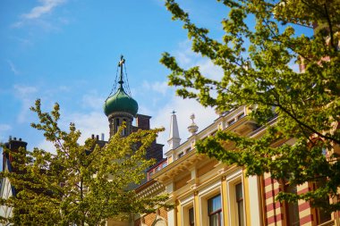 Scenic view of beautiful buildings in Amsterdam, the Netherlands