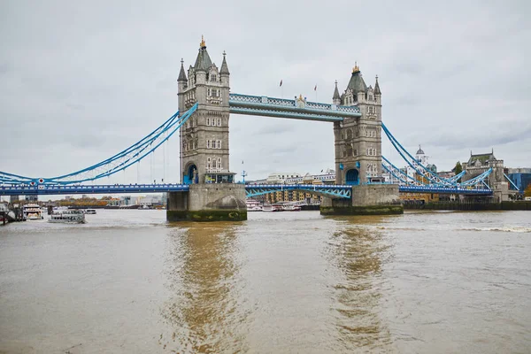 Scenic View Famous Tower Bridge London Foggy Fall Day — Foto Stock