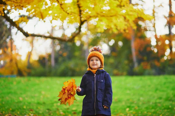 Entzückende Vorschulmädchen Genießen Schöne Und Sonnige Herbsttage Freien Glückliches Kind — Stockfoto