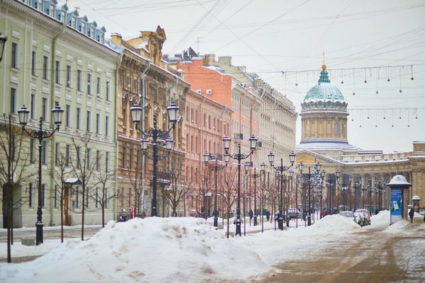 Saint Petersburg Russia Ocak 2022 Malaya Konyushennaya Caddesinden Kazan Katedraline — Stok fotoğraf