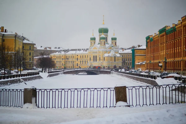 Сценический Вид Исидорский Собор Холодный Снежный Зимний День Санкт Петербурге — стоковое фото