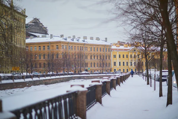 Moyka River Embankment Cold Snowy Winter Day Saint Petersburg Russia — Stock Photo, Image