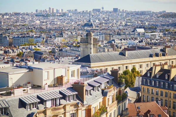 Scene Parisiske Byrom Flybilde Bygninger Tak Det Historiske Sentrum Paris – stockfoto