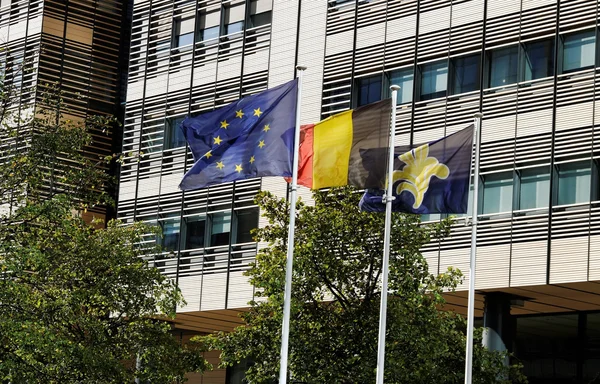 Flaggor i Bryssel. — Stockfoto