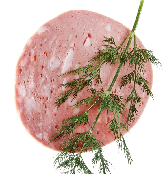 Sausage with dill. — Stock Photo, Image