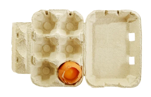 Złamane jaj w pudełku. — Zdjęcie stockowe