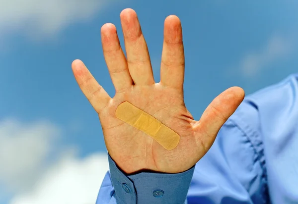 Hand with plaster. — Stock Photo, Image