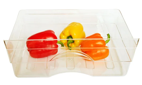 Three peppers in a box. — Stock Photo, Image