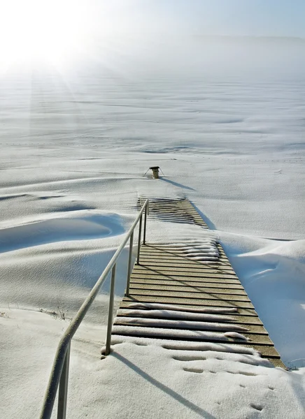 Little pier in a winter. — Stock Photo, Image