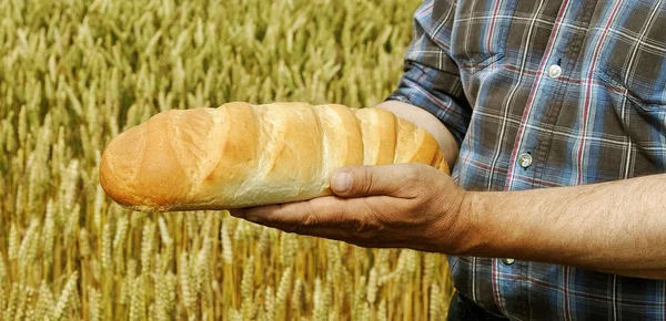 Mann mit Brot. — Stockfoto