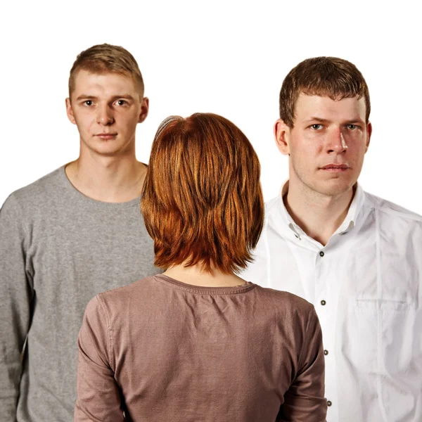 Woman and two men. — Stock Photo, Image